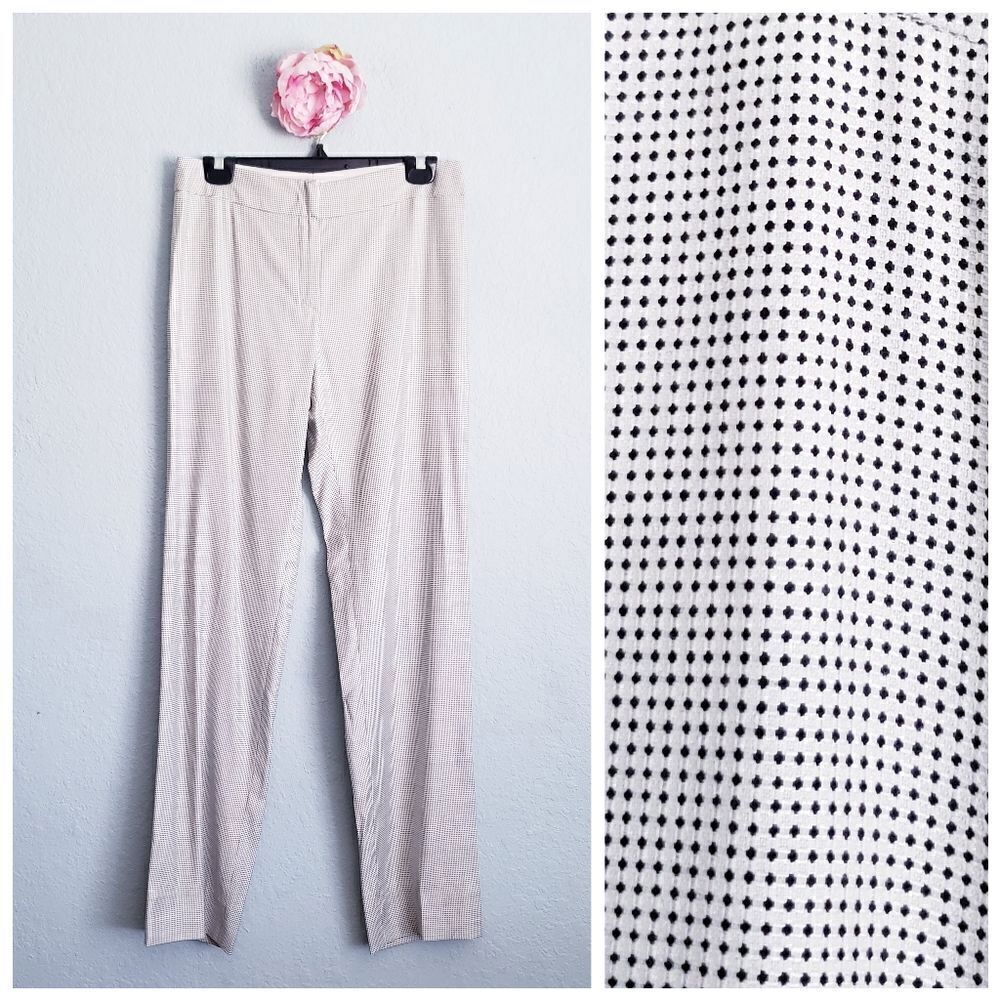 Armani Collezioni Off White Black Diamond Wool Blend Slacks